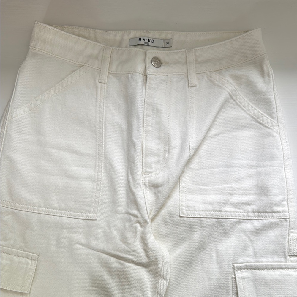 NA-KD White Utility Trousers - Picture 2 of 7